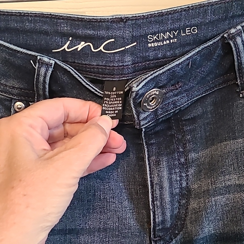 INC distressed jeans with stud detail size 8 - Picture 2 of 5